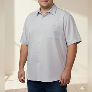 Oscar Misa Men's NWT Light Gray Short Sleeve Dress Shirt Size XL